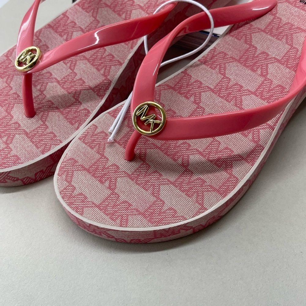 (new+tag) Michael Kors Bedford sandals wedges pink monogram size 8 - Picture 10 of 11